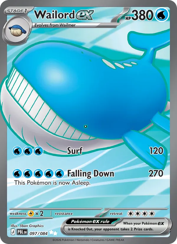 Losse Pokémonkaart 097/084 - Wailord ex - Pitch Black - [Ultra Rare]