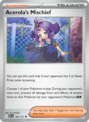 Losse Pokémonkaart 180/217 - Acerola's Mischief - Ascended Heroes - [Uncommon] - Reverse Holo