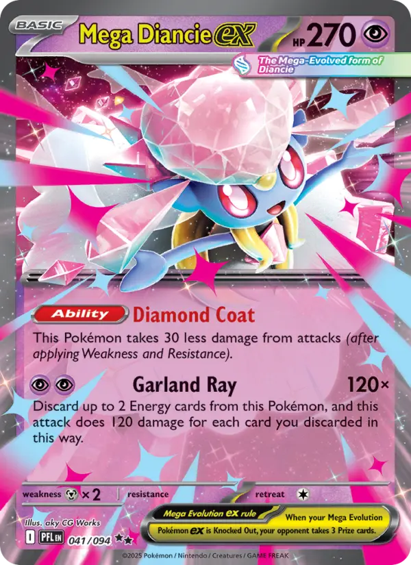 Losse Pokémonkaart 041/094 - Mega Diancie ex - Phantasmal Flames - [Double rare]