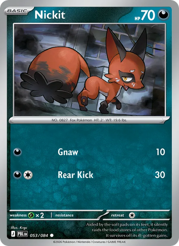 Losse Pokémonkaart 053/084 - Nickit - Pitch Black - [Common] - Reverse Holo