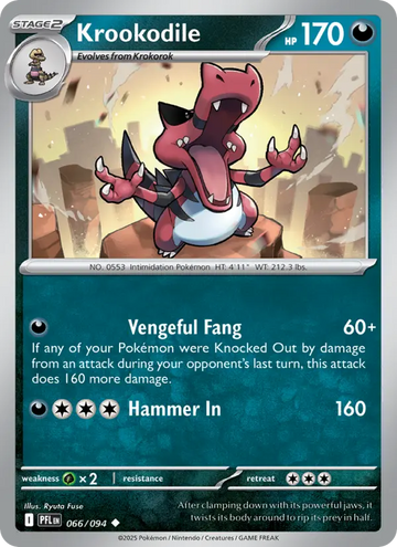 Losse Pokémonkaart 066/094 - Krookodile - Phantasmal Flames - [Uncommon]