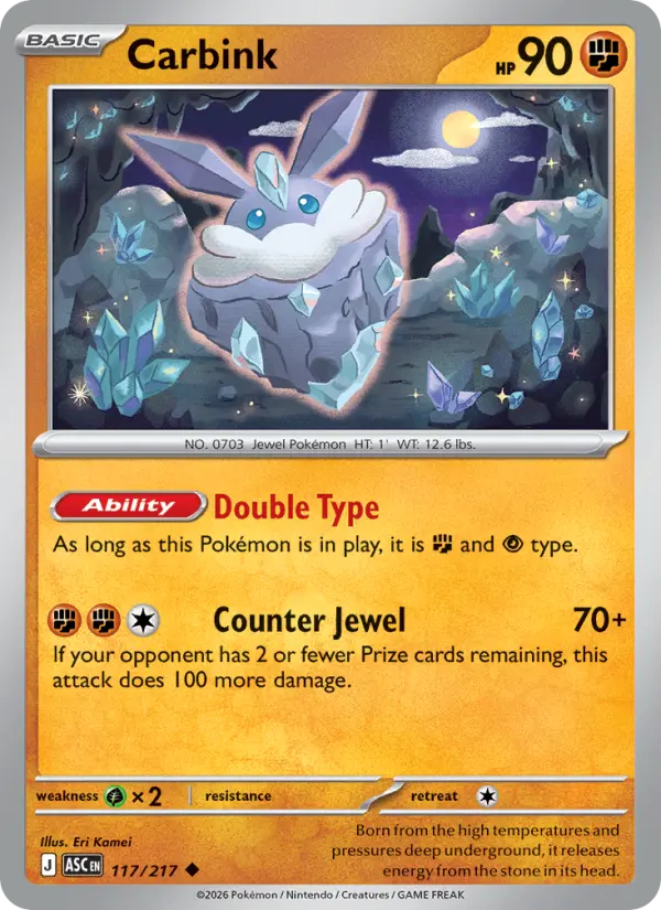 Losse Pokémonkaart 117/217 - Carbink - Ascended Heroes - [Uncommon] - Energy Reverse Holo