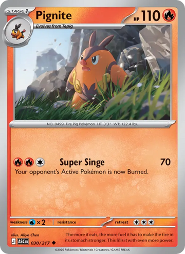 Losse Pokémonkaart 030/217 - Pignite - Ascended Heroes - [Uncommon] - Energy Reverse Holo