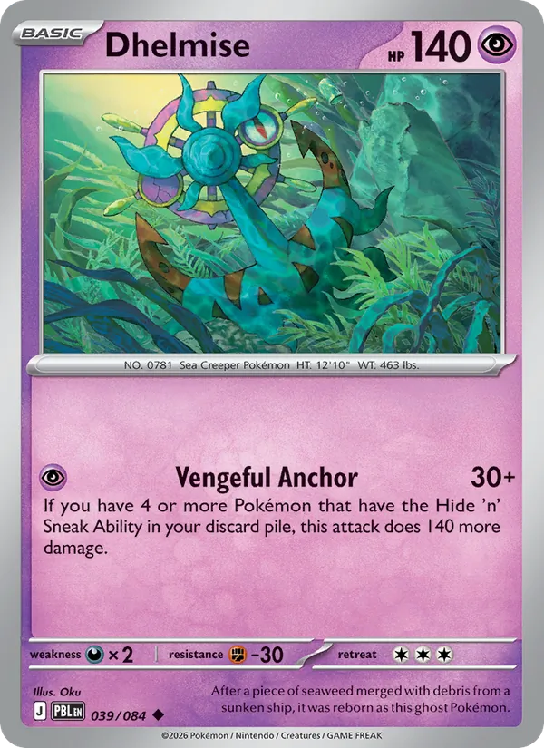 Losse Pokémonkaart 039/084 - Dhelmise - Pitch Black - [Uncommon] - Reverse Holo