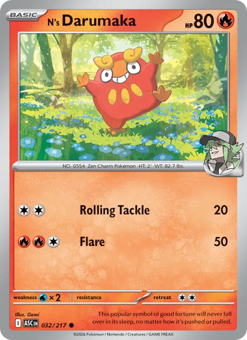 Losse Pokémonkaart 032/217 - N's Darumaka - Ascended Heroes - [Common] - Energy Reverse Holo