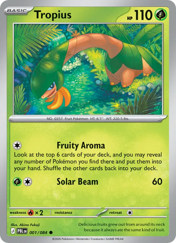 Losse Pokémonkaart 001/084 - Tropius - Pitch Black - [Common] - Reverse Holo