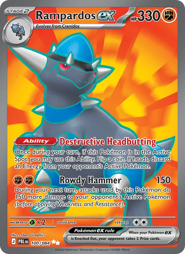 Losse Pokémonkaart 100/084 - Rampardos ex - Pitch Black - [Ultra Rare]