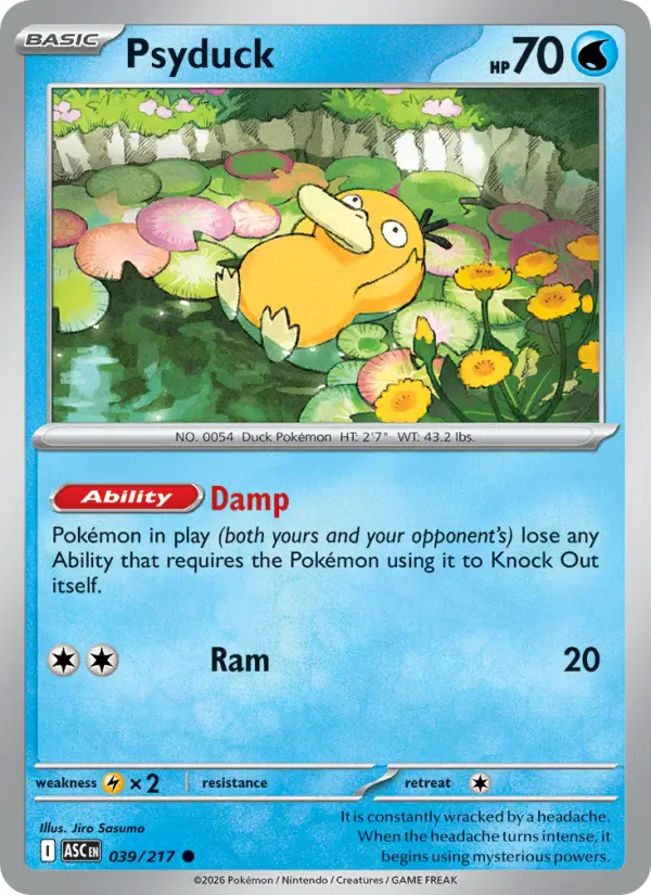 Losse Pokémonkaart 039/217 - Psyduck - Ascended Heroes - [Common] - Energy Reverse Holo