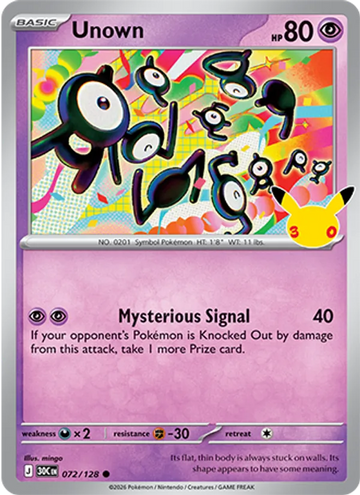 Losse Pokémonkaart 072/128 - Unown - 30th Celebration - [Common]