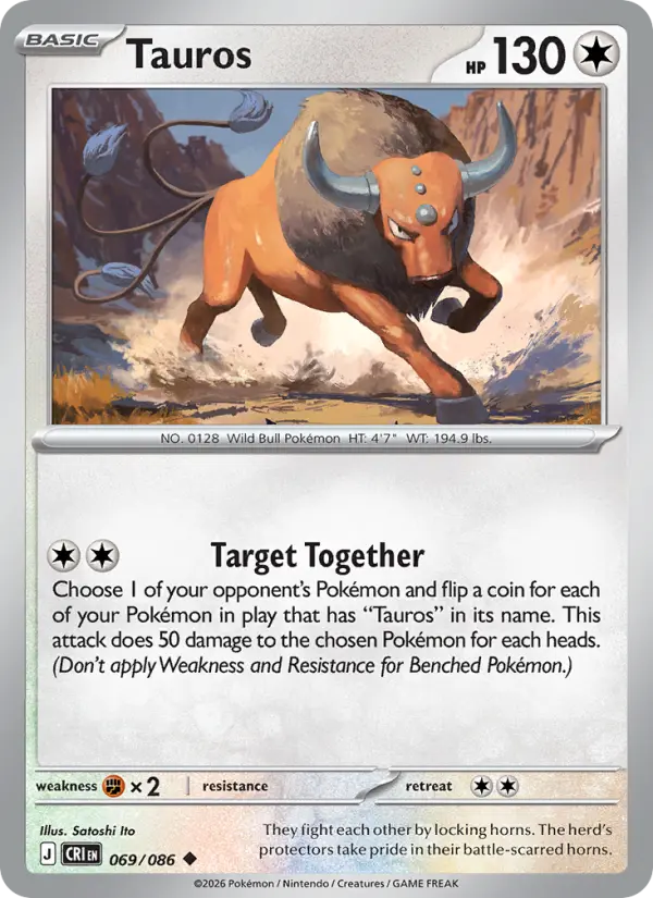 Losse Pokémonkaart 069/086 - Tauros - Chaos Rising - [Uncommon] - Reverse Holo