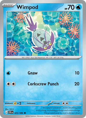 Losse Pokémonkaart 025/086 - Wimpod - Chaos Rising - [Common]