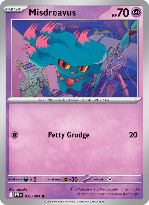 Losse Pokémonkaart 035/094 - Misdreavus - Phantasmal Flames - [Common]