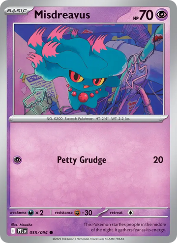 Losse Pokémonkaart 035/094 - Misdreavus - Phantasmal Flames - [Common]