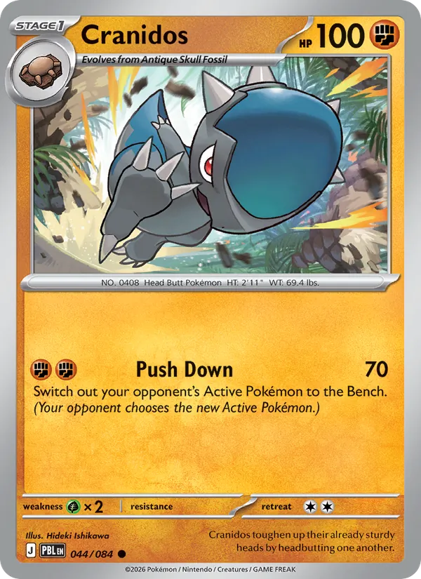 Losse Pokémonkaart 044/084 - Cranidos - Pitch Black - [Common]