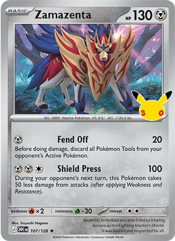 Losse Pokémonkaart 107/128 - Zamazenta - 30th Celebration - [Rare]