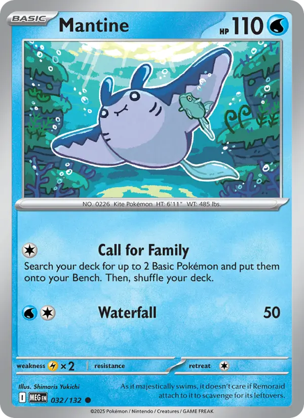 Losse Pokémonkaart 032/132 - Mantine - Mega Evolution - [Common]