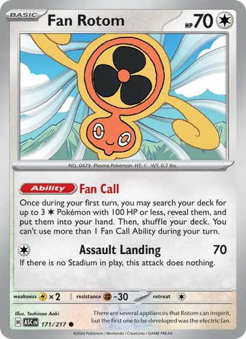 Losse Pokémonkaart 171/217 - Fan Rotom - Ascended Heroes - [Common] - Duskball Reverse Holo