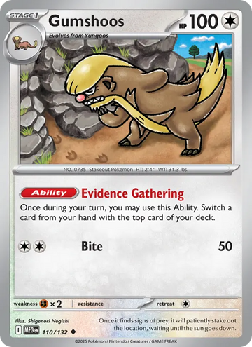Losse Pokémonkaart 110/132 - Gumshoos - Mega Evolution - [Uncommon]