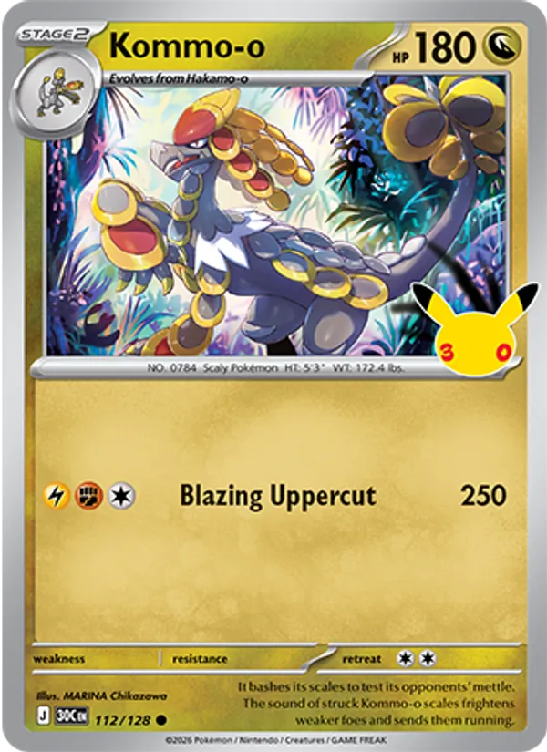 Losse Pokémonkaart 112/128 - Kommo-o - 30th Celebration - [Common]