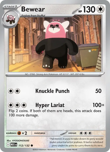 Losse Pokémonkaart 112/132 - Bewear - Mega Evolution - [Common]