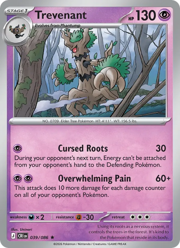Losse Pokémonkaart 039/086 - Trevenant - Chaos Rising - [Rare]
