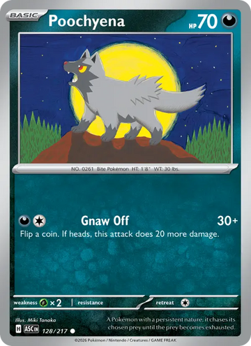 Losse Pokémonkaart 128/217 - Poochyena - Ascended Heroes - [Common] - Energy Reverse Holo