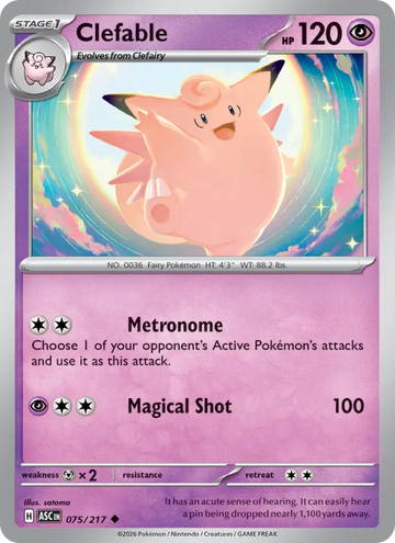 Losse Pokémonkaart 075/217 - Clefable - Ascended Heroes - [Uncommon] - Energy Reverse Holo