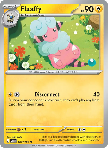 Losse Pokémonkaart 028/086 - Flaaffy - Chaos Rising - [Common]