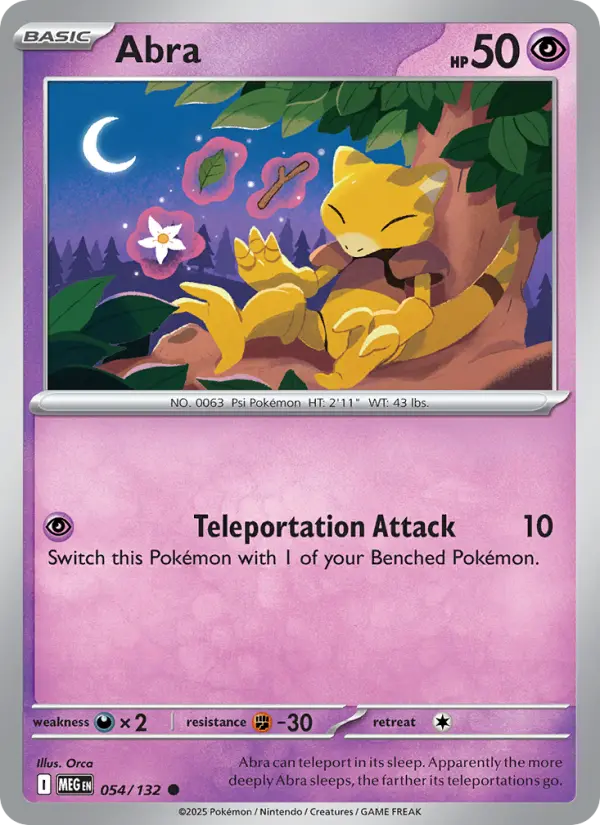 Losse Pokémonkaart 054/132 - Abra - Mega Evolution - [Common]