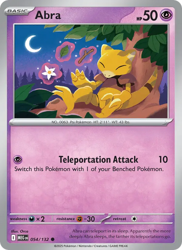 Losse Pokémonkaart 054/132 - Abra - Mega Evolution - [Common]