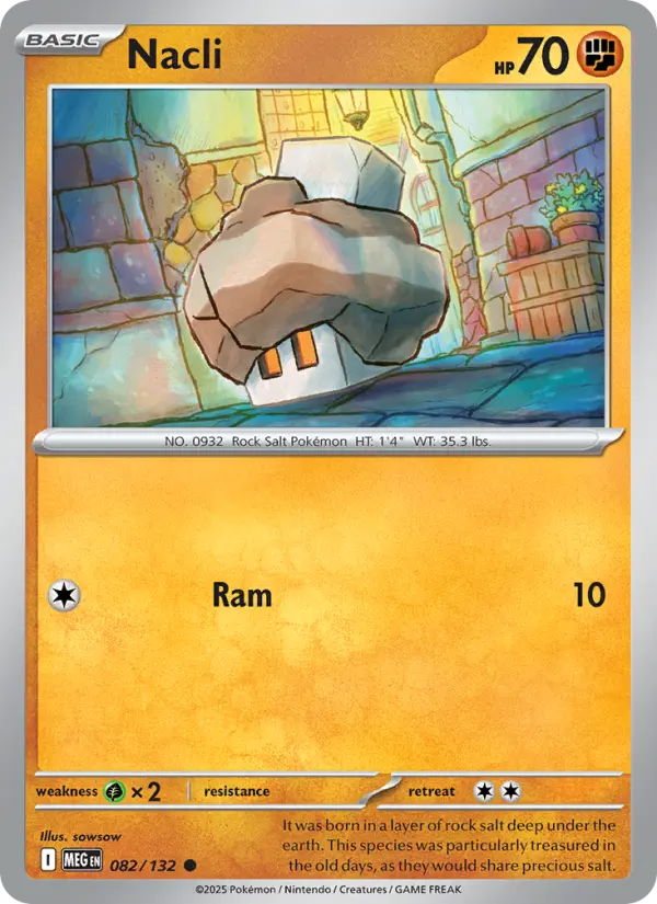 Losse Pokémonkaart 082/132 - Nacli - Mega Evolution - [Common]