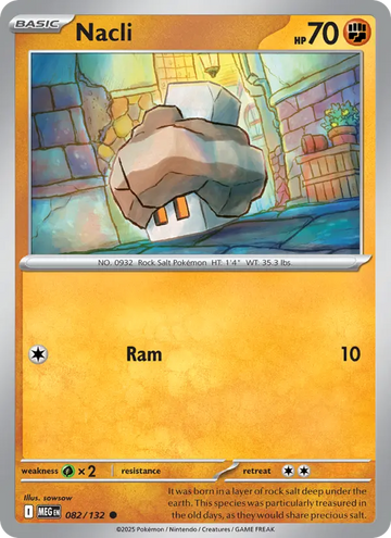 Losse Pokémonkaart 082/132 - Nacli - Mega Evolution - [Common]