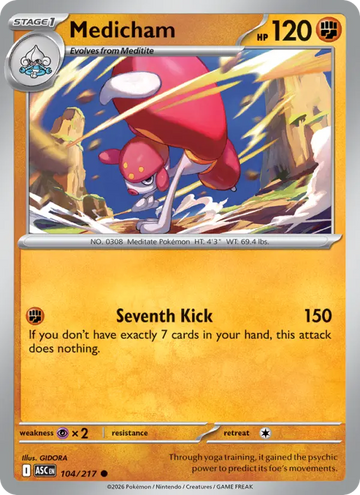 Losse Pokémonkaart 104/217 - Medicham - Ascended Heroes - [Common] - Energy Reverse Holo