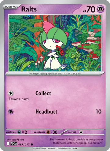 Losse Pokémonkaart 087/217 - Ralts - Ascended Heroes - [Common] - Energy Reverse Holo