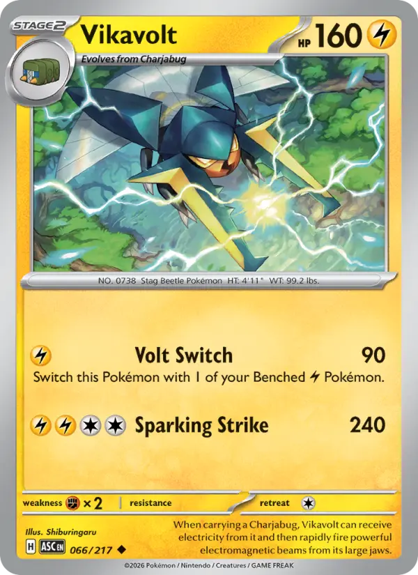 Losse Pokémonkaart 066/217 - Vikavolt - Ascended Heroes - [Uncommon] - Energy Reverse Holo