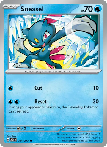 Losse Pokémonkaart 044/217 - Sneasel - Ascended Heroes - [Common] - Energy Reverse Holo