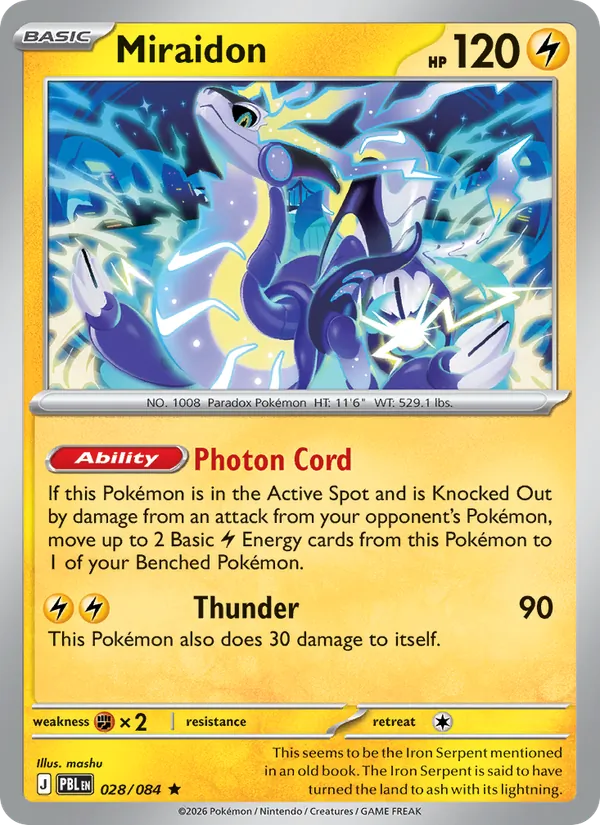 Losse Pokémonkaart 028/084 - Miraidon - Pitch Black - [Rare]