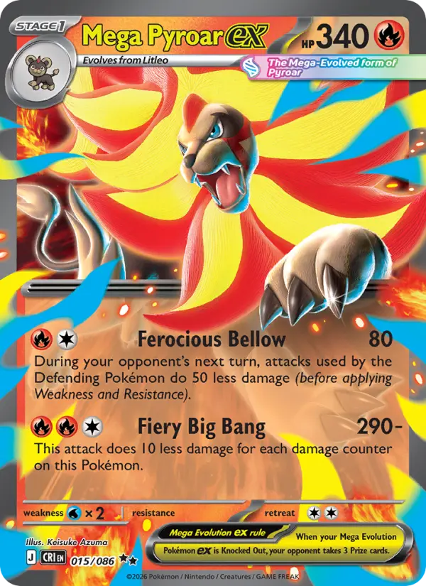 Losse Pokémonkaart 015/086 - Mega Pyroar ex - Chaos Rising - [Double rare]