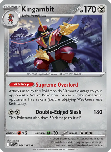 Losse Pokémonkaart 148/217 - Kingambit - Ascended Heroes - [Rare] - Quickball Reverse Holo