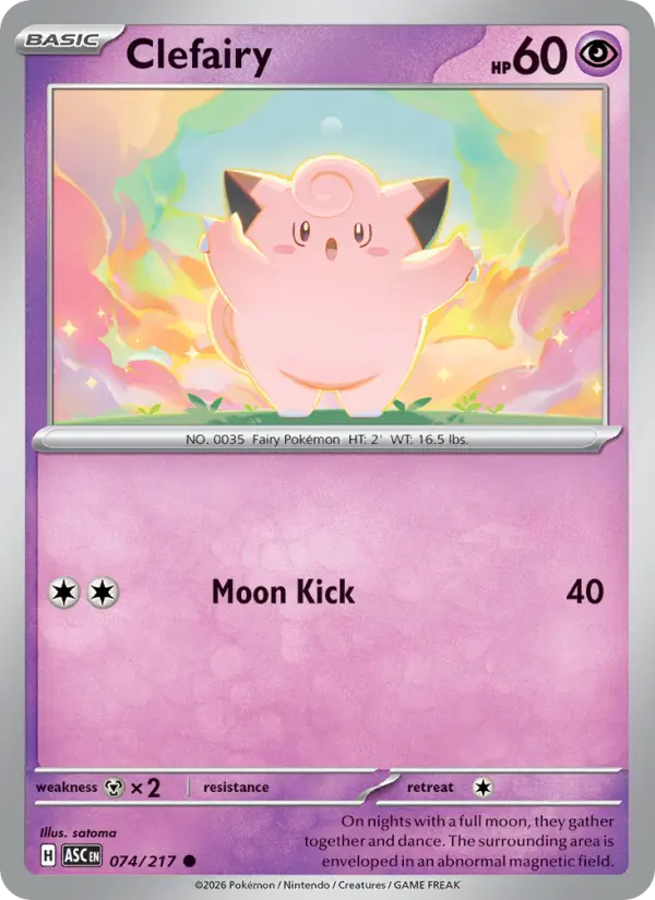 Losse Pokémonkaart 074/217 - Clefairy - Ascended Heroes - [Common] - Energy Reverse Holo