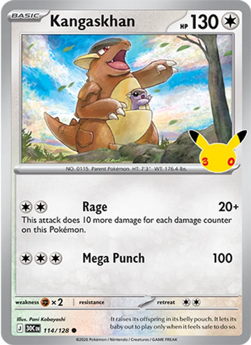 Losse Pokémonkaart 114/128 - Kangaskhan - 30th Celebration - [Common]