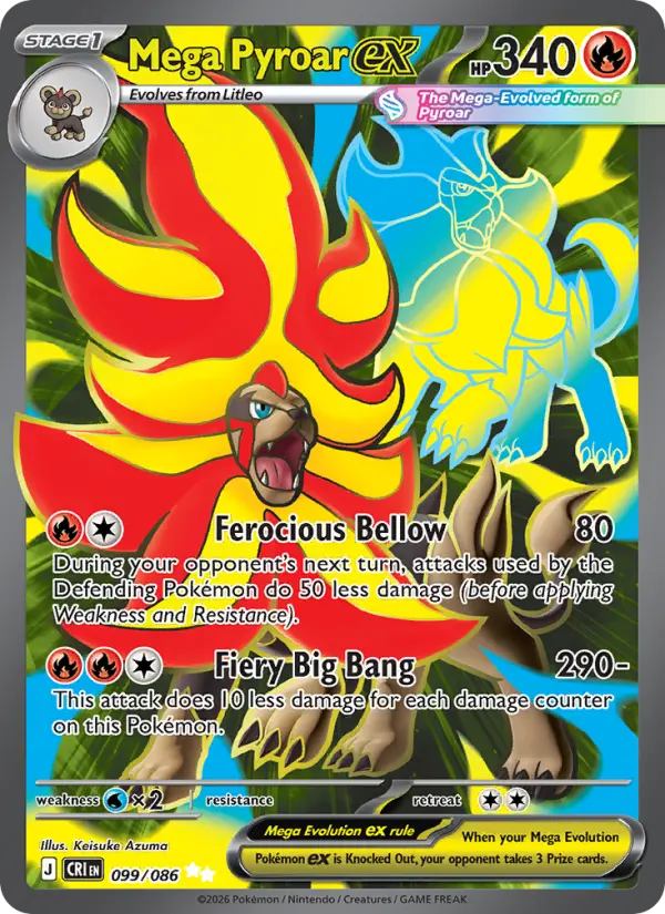 Losse Pokémonkaart 099/086 - Mega Pyroar ex - Chaos Rising - [Ultra Rare]