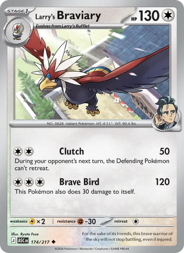 Losse Pokémonkaart 174/217 - Larry's Braviary - Ascended Heroes - [Uncommon] - Pokeball Reverse Holo
