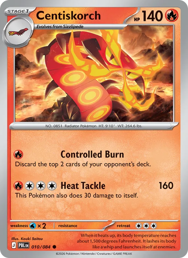 Losse Pokémonkaart 010/084 - Centiskorch - Pitch Black - [Common]