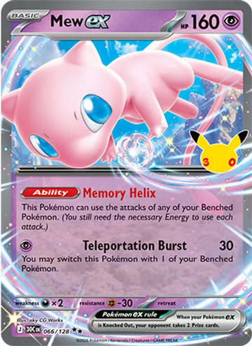 Losse Pokémonkaart 066/128 - Mew ex - 30th Celebration - [Double rare]