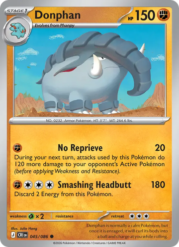 Losse Pokémonkaart 045/086 - Donphan - Chaos Rising - [Common]