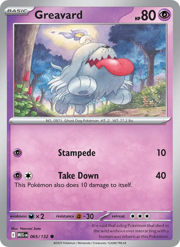 Losse Pokémonkaart 065/132 - Greavard - Mega Evolution - [Common]