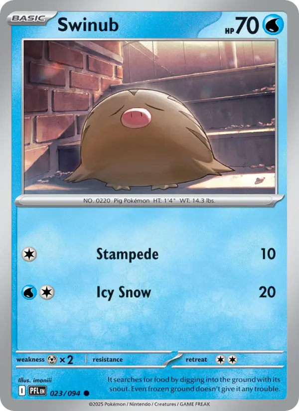Losse Pokémonkaart 023/094 - Swinub - Phantasmal Flames - [Common]