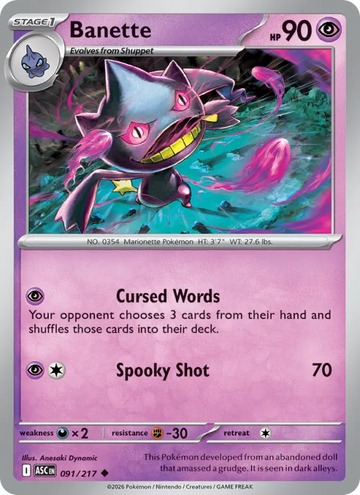 Losse Pokémonkaart 091/217 - Banette - Ascended Heroes - [Uncommon]