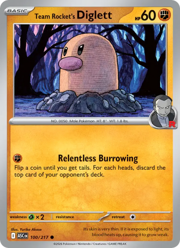 Losse Pokémonkaart 100/217 - Team Rocket's Diglett - Ascended Heroes - [Common]